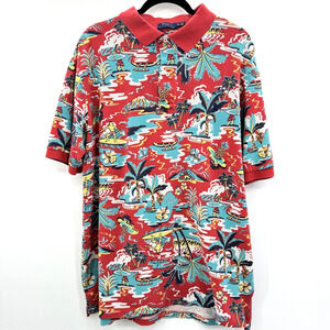 POLO Ralph Lauren Hawaiian Polo Shirt Mens XLT Tall Red Tropical Vacation Cotton
